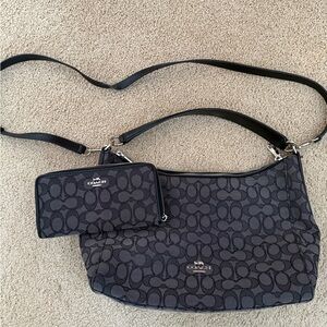 Coach Gray Signature Shoulder Bag and Wallet